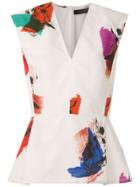 Andrea Marques Abstract Print Pleated Blouse - White