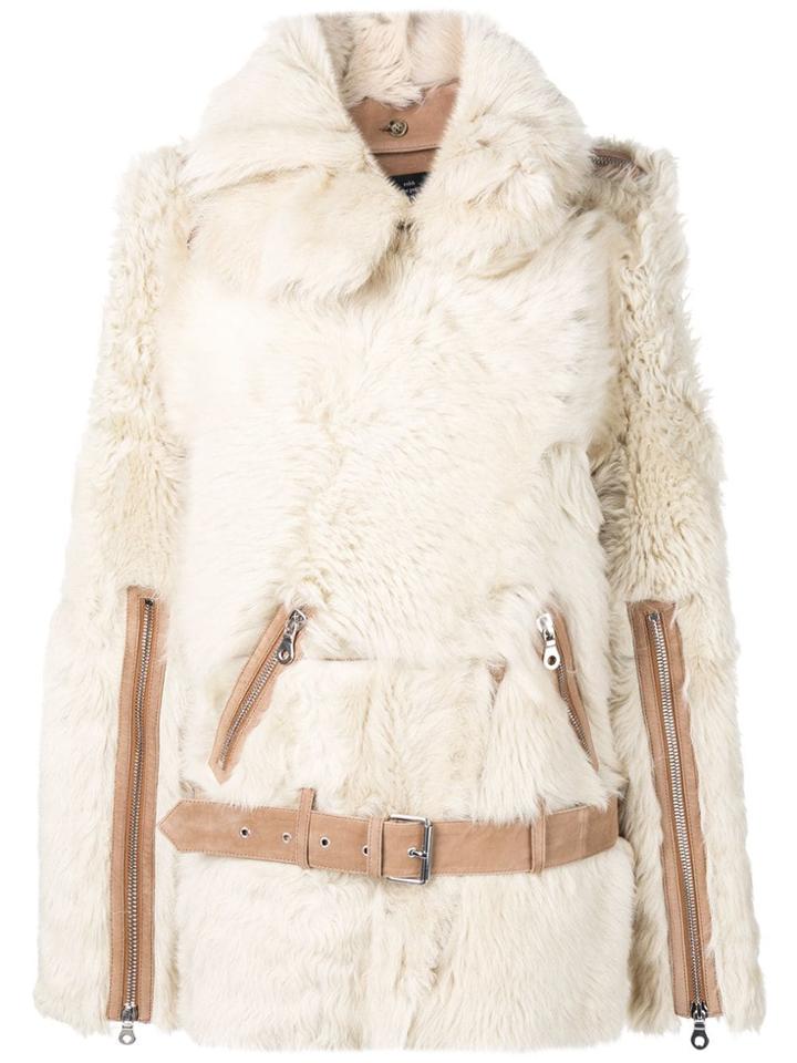Rokh Double Collar Shearling Jacket - Brown