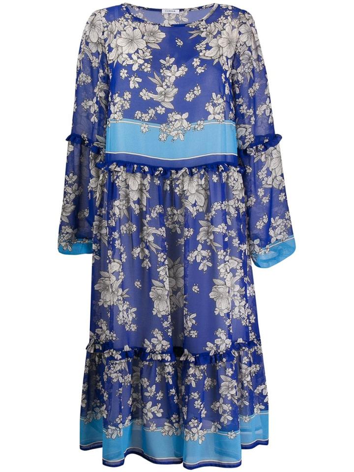 P.a.r.o.s.h. Floral Print Flared Dress - Blue