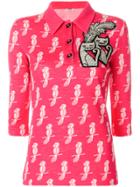Miu Miu Parrot Print Jersey Top - Pink & Purple