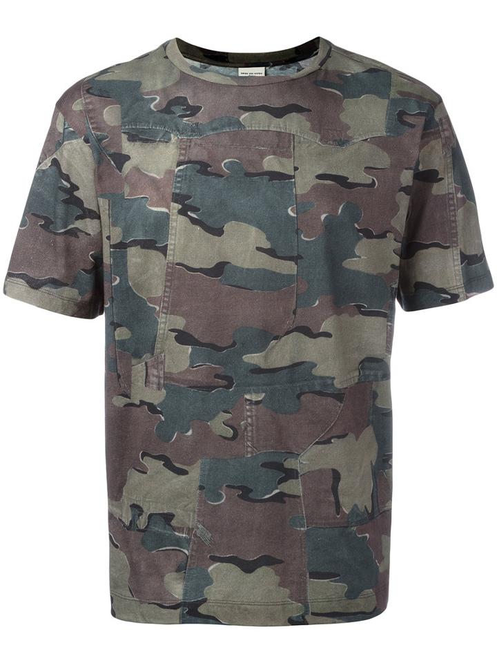 Dries Van Noten Panelled Camouflage Print T-shirt, Men's, Size: Xl, Green, Cotton
