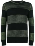 Avant Toi Overdyed Striped Sweater - Black