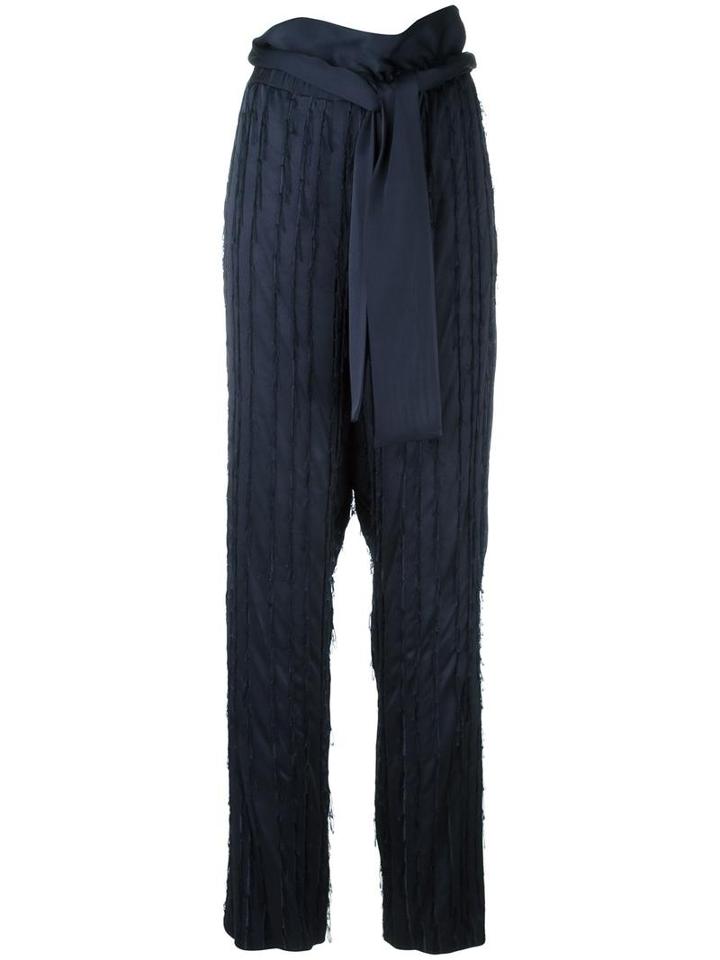 3.1 Phillip Lim Fringed Palazzo Pants, Women's, Size: 2, Blue, Viscose/acetate/silk