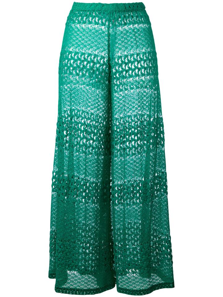 Missoni - Crochet Palazzo Pants - Women - Rayon - 42, Green, Rayon