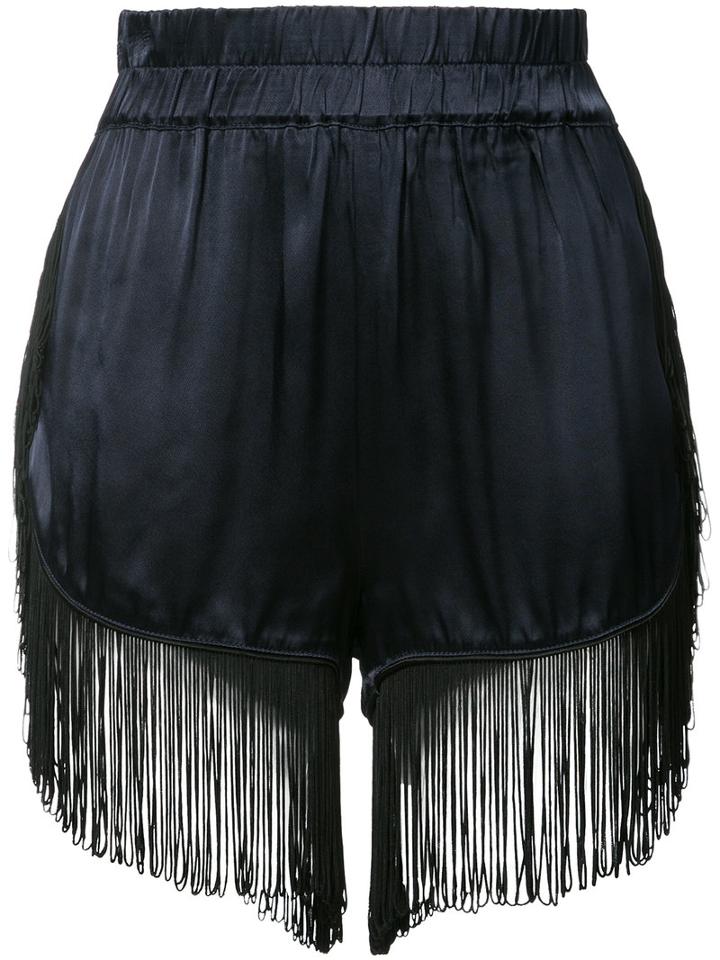 Ganni - Fringed Shorts - Women - Viscose - S, Blue, Viscose