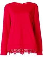 P.a.r.o.s.h. Broderie Anglaise-panelled Sweatshirt - Red