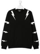 Neil Barrett Kids Teen Thunder Bolt Sweatshirt - Black