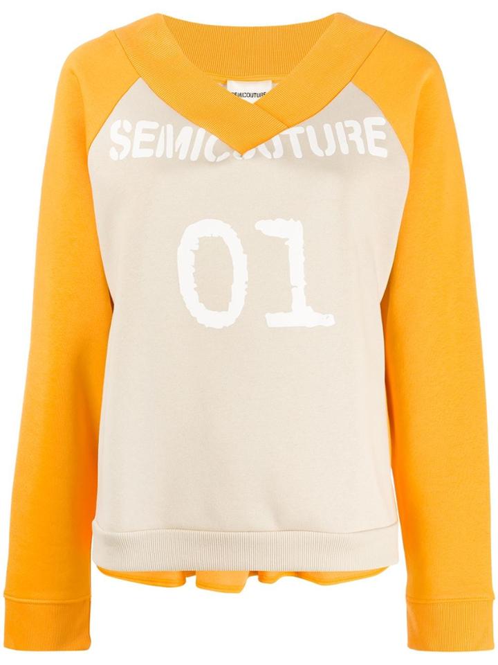 Semicouture Logo Peplum Sweatshirt - Yellow