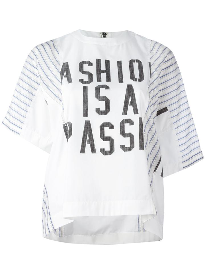 Sacai Stripe Sleeve T-shirt - White