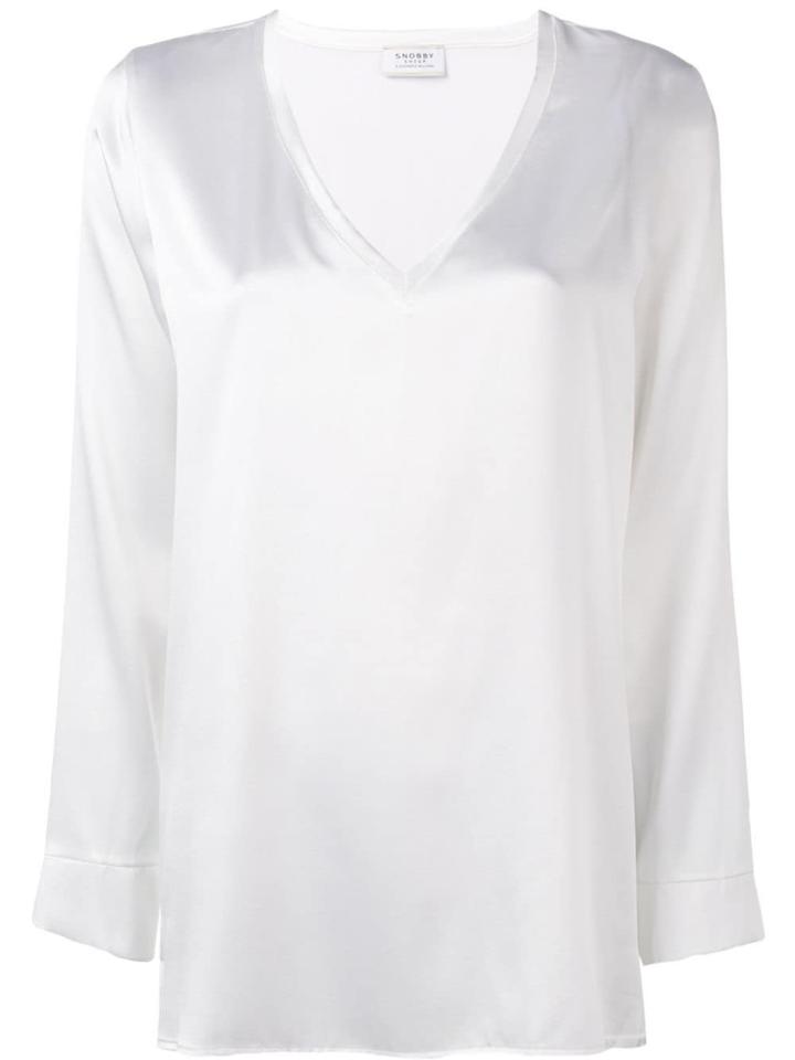Snobby Sheep V-neck Drape Blouse - White