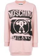 Moschino - Logo Sweatshirt Dress - Women - Cotton/other Fibers - Xs, Pink/purple, Cotton/other Fibers