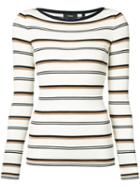 Theory - Striped Fitted Sweater - Women - Wool - Xs, Nude/neutrals, Wool