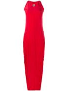 Rick Owens Sleeveless Column Gown, Women's, Size: 40, Red, Acetate/silk