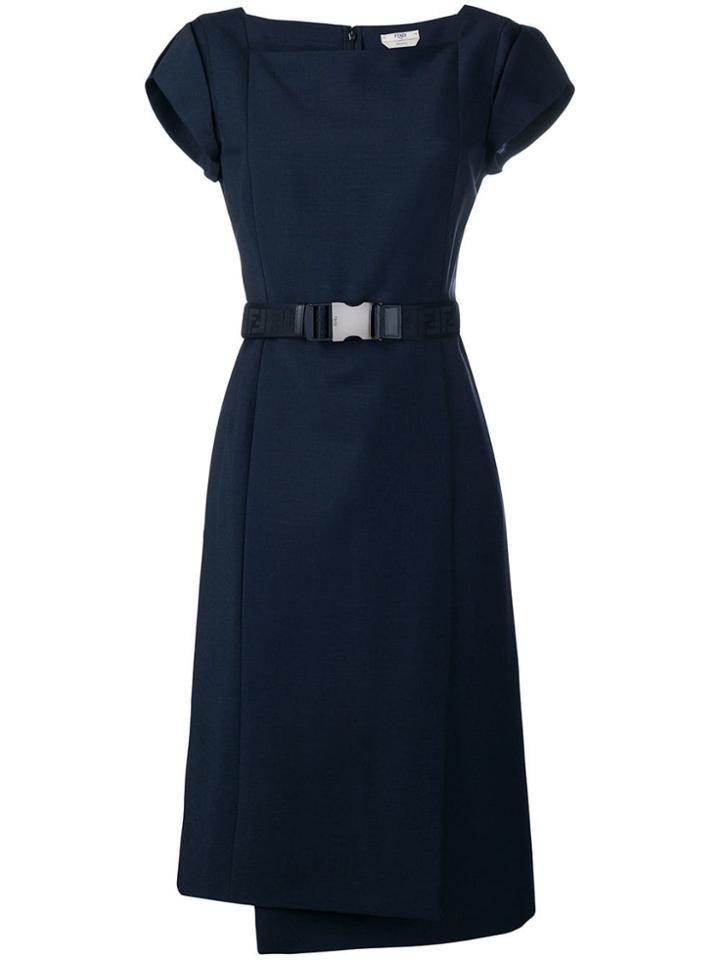 Fendi Belt Panelled Dress - Blue