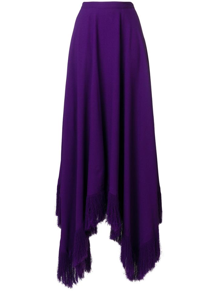 Nina Ricci Asymmetric Frayed-hem Maxi Skirt - Pink & Purple