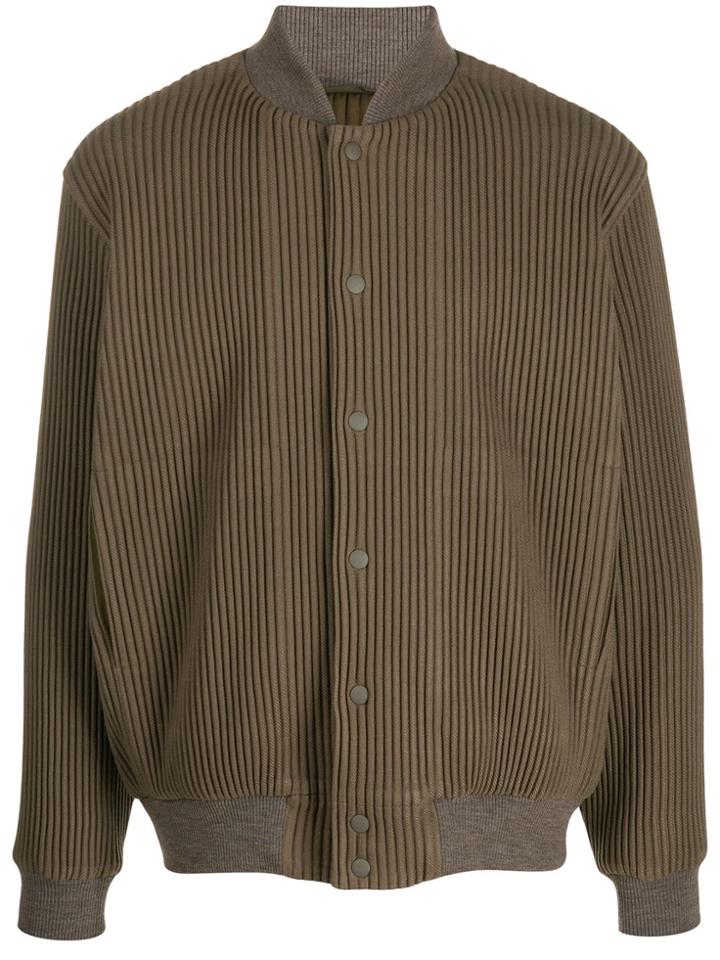 Homme Plissé Issey Miyake Ribbed Bomber Jacket - Green