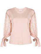 See By Chloé Lace Sleeve Blouse - Pink & Purple