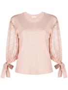 See By Chloé Lace Sleeve Blouse - Pink & Purple