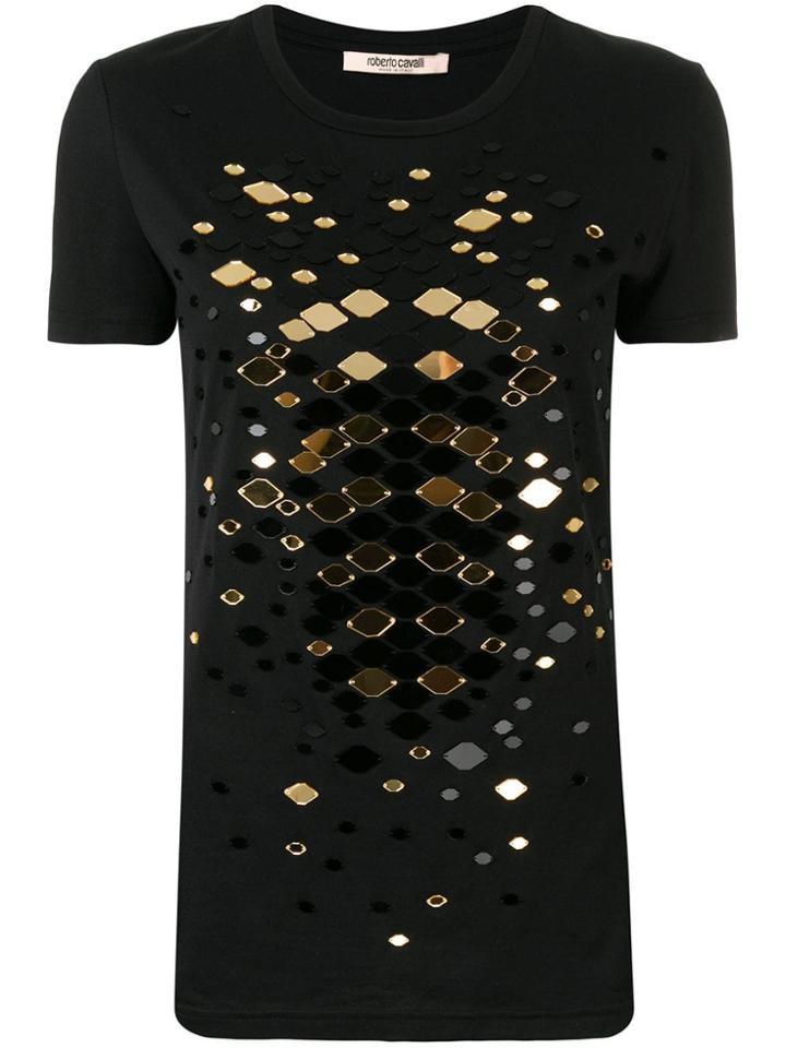 Roberto Cavalli Metallic Plaque Pattern T-shirt - Black