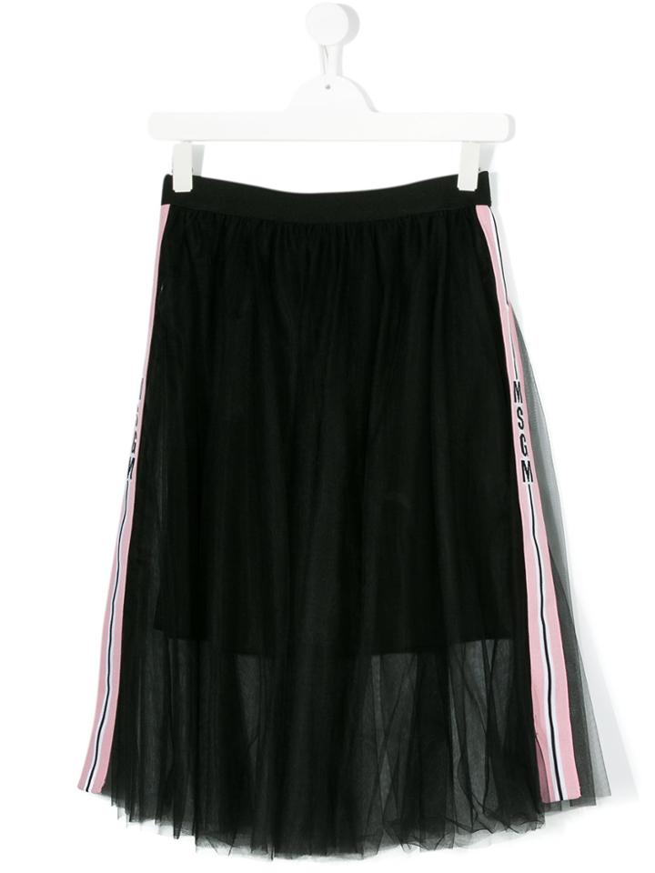 Msgm Kids Teen Logo Print Skirt - Black