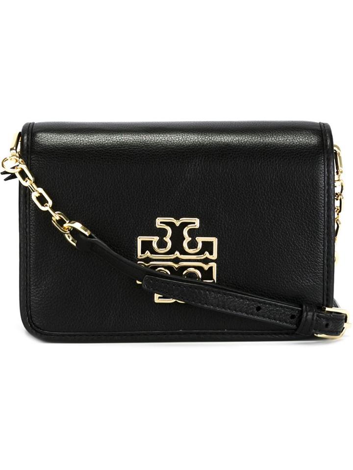 Tory Burch Logo Plaque Crossbody Bag, Women's, Black, Leather