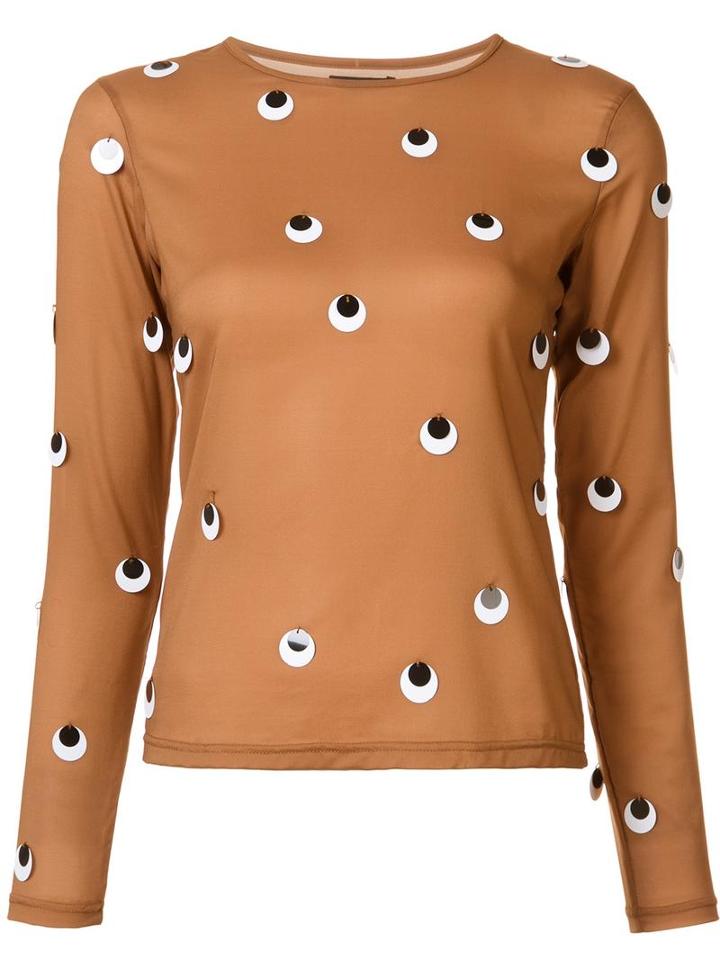 Maki Oh Sequin Eye Top, Women's, Size: Medium, Brown, Silk/spandex/elastane