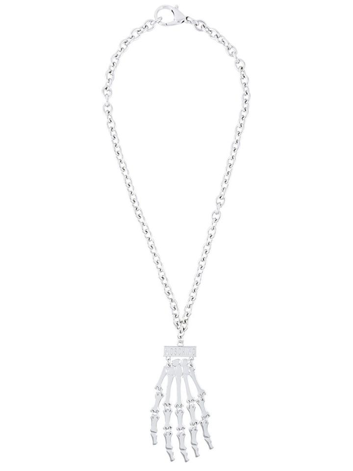 Moschino Skeleton Hand Necklace, Women's, Metallic