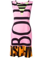 Boutique Moschino Logo Print Dress, Women's, Size: 44, Pink/purple, Polyester/other Fibers