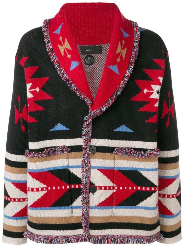 Alanui Southwest-inspired Intarsia Cardigan - Black
