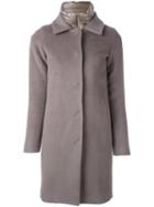 Herno Stuffed Buttoned Coat, Women's, Size: 42, Grey, Silk/polyamide/polyester/virgin Wool