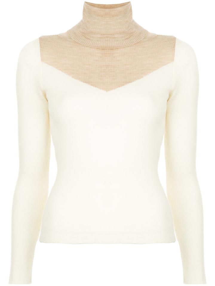 Tu Es Mon Trésor Panelled Turtleneck Sweater - White