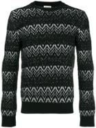 Saint Laurent Zig-zag Embroidered Sweater - Black