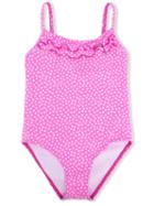 Elizabeth Hurley Beach Kids Heart Print One-piece Swimsuit, Girl's, Size: 12 Yrs, Pink/purple