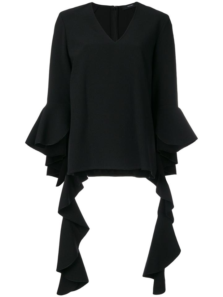 Ellery Ruffled V-neck Top - Black