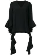 Ellery Ruffled V-neck Top - Black