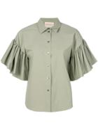 Erika Cavallini Ruffle Sleeve Shirt - Green
