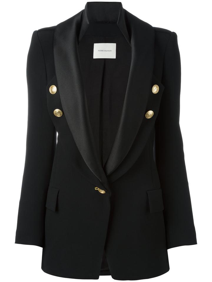 Pierre Balmain One Button Blazer, Size: 34, Black, Viscose/spandex/elastane/polyester