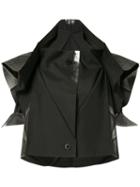 Issey Miyake - Cropped Foil Detail Jacket - Women - Polyester - 3, Black, Polyester