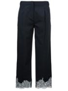 Tibi Lace Hem Trousers, Women's, Size: 2, Blue, Polyester/spandex/elastane/virgin Wool/viscose