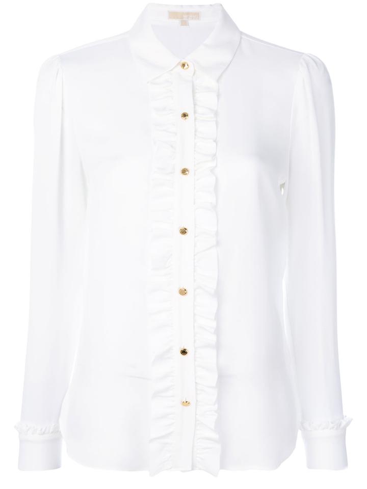 Michael Michael Kors Ruffled Long-sleeved Blouse - White