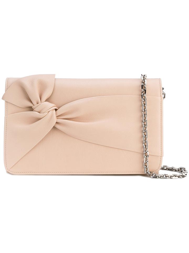 Casadei - Front Bow Shoulder Bag - Women - Calf Leather/satin - One Size, Nude/neutrals, Calf Leather/satin