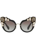 Miu Miu Eyewear Runway Crystal-embellished Sunglasses - Black