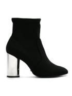 Schutz Metallic Heel Ankle Boots - Black