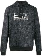 Ea7 Emporio Armani Abstract Print Logo Hoodie - Black