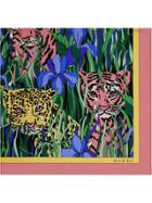 Gucci Silk Scarf With Feline Garden Print - Green