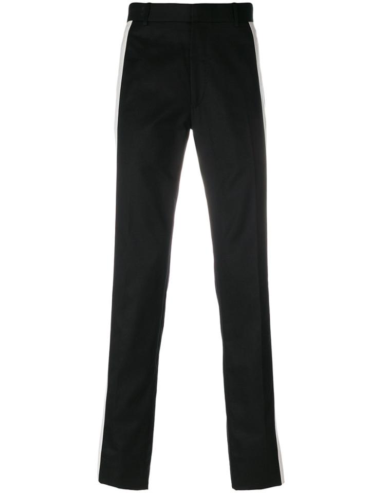 Alexander Mcqueen Striped Slim-leg Twill Trousers - Black