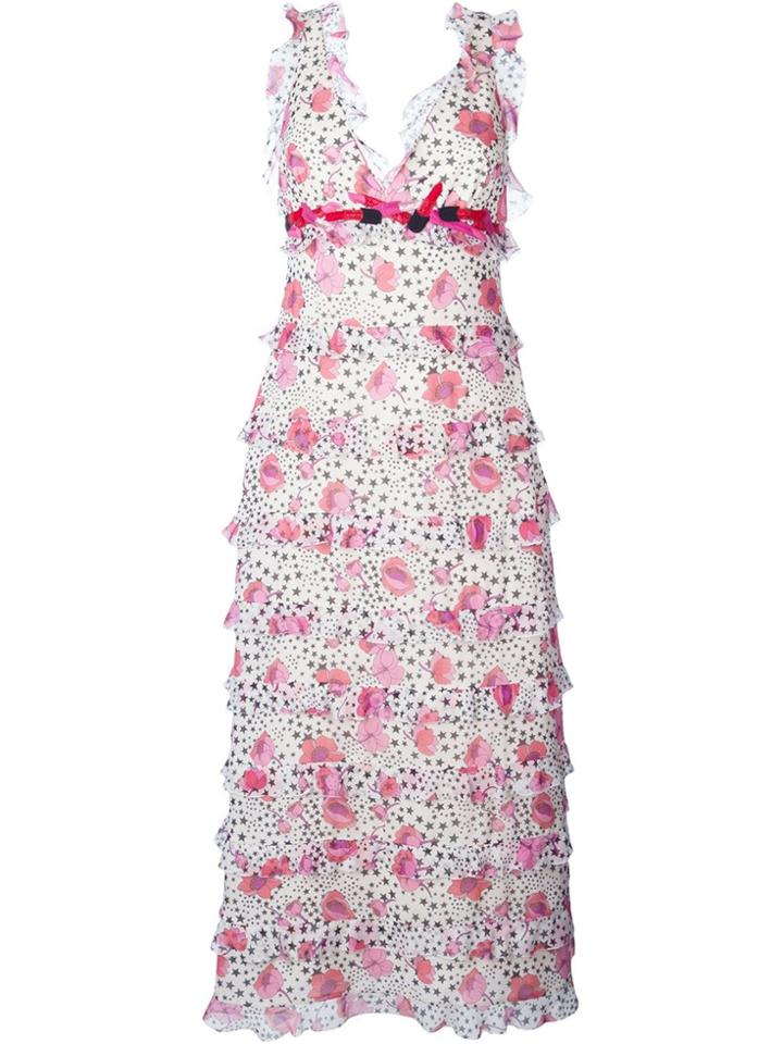 Giamba Printed Flounce Long Dress - Multicolour