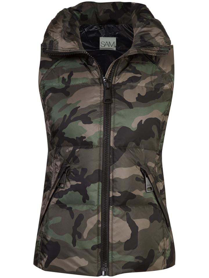 Sam. Padded Camouflage Gilet - Green