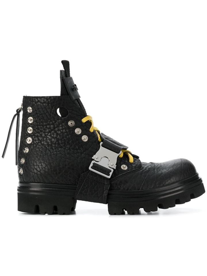 Artselab Rollercoaster Buckle Cargo Boots - Black