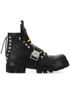 Artselab Rollercoaster Buckle Cargo Boots - Black